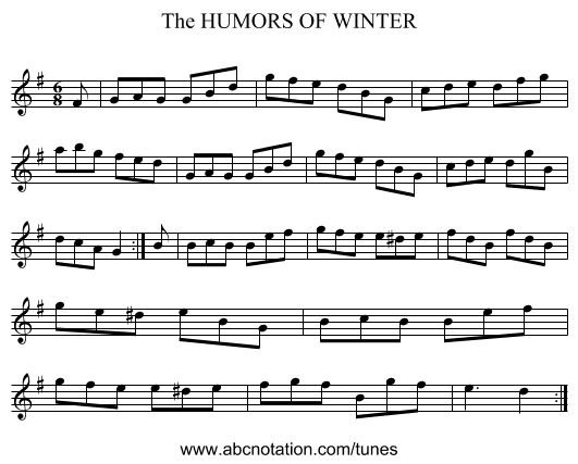 HUMORS OF WINTER, The - staff notation