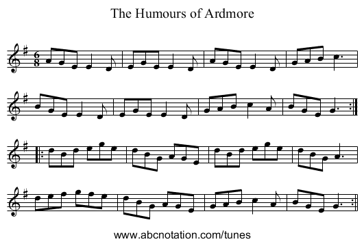 Humours of Ardmore, The - staff notation