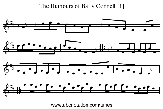 Humours of Bally Connell [1], The - staff notation