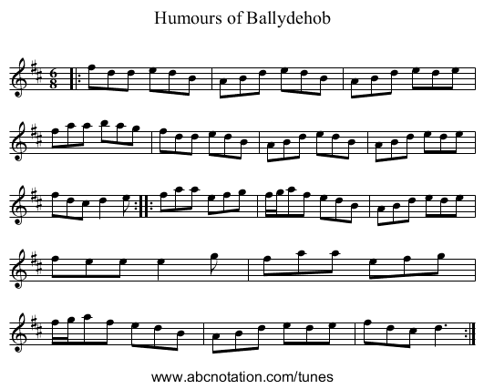 Humours of Ballydehob - staff notation