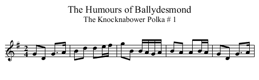 Humours of Ballydesmond, The - staff notation
