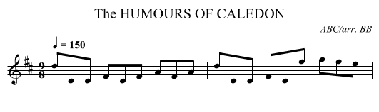 HUMOURS OF CALEDON, The - staff notation