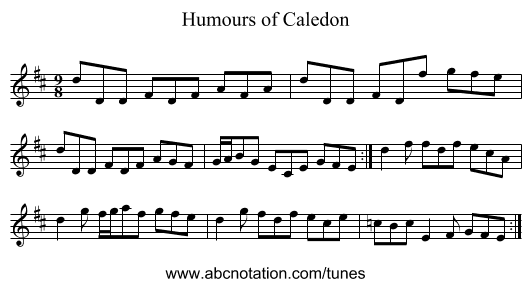 Humours of Caledon - staff notation