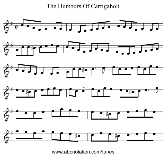 Humours Of Carrigaholt, The - staff notation