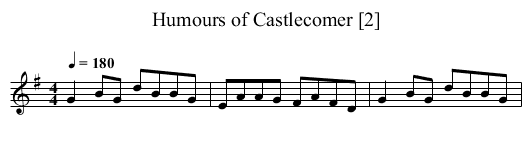 Humours of Castlecomer [2] - staff notation
