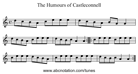Humours of Castleconnell, The - staff notation