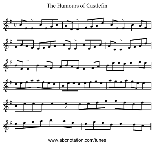 Humours of Castlefin, The - staff notation