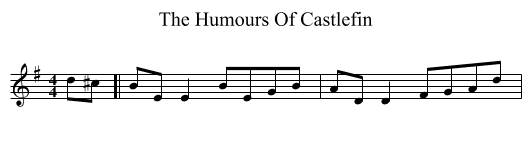 Humours Of Castlefin, The  - staff notation