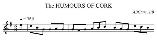 HUMOURS OF CORK, The - staff notation