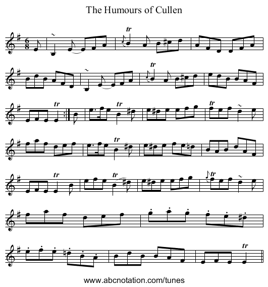 Humours of Cullen, The - staff notation