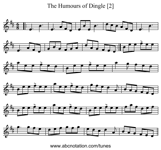 Humours of Dingle [2], The - staff notation