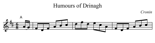 Humours of Drinagh - staff notation