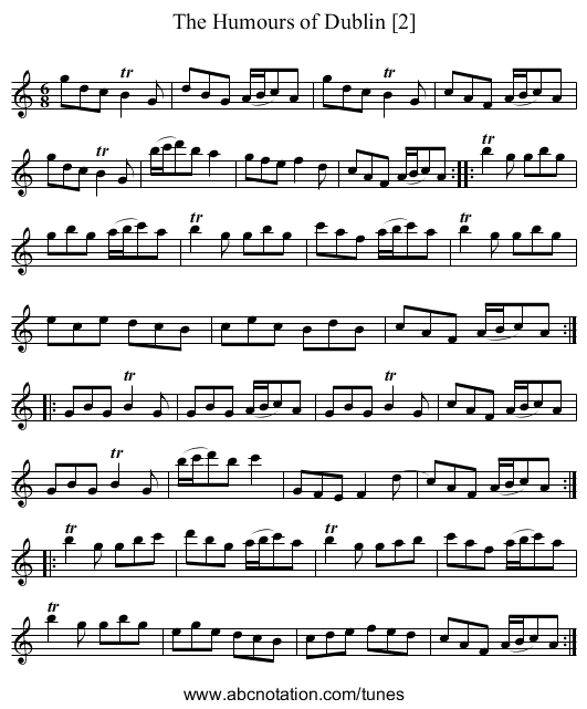 Humours of Dublin [2], The - staff notation