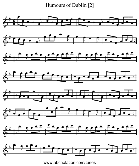 Humours of Dublin [2] - staff notation