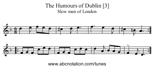 Humours of Dublin [3], The - staff notation
