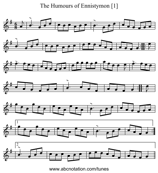 Humours of Ennistymon [1], The - staff notation