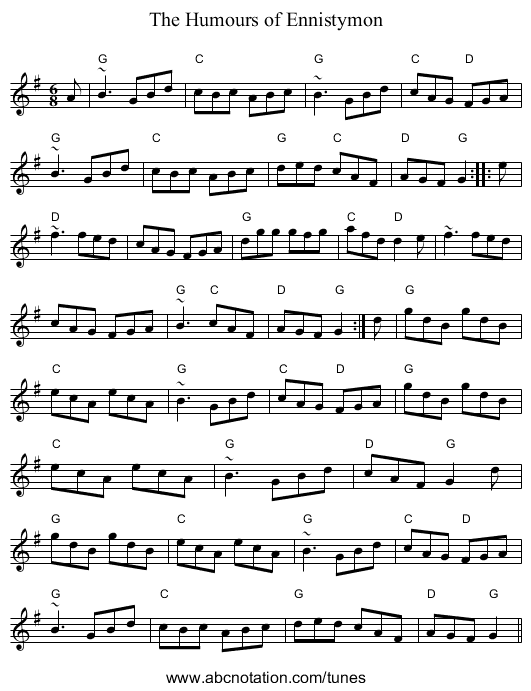 Humours of Ennistymon, The - staff notation