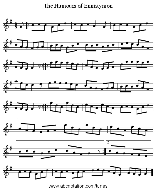 Humours of Ennistymon, The - staff notation