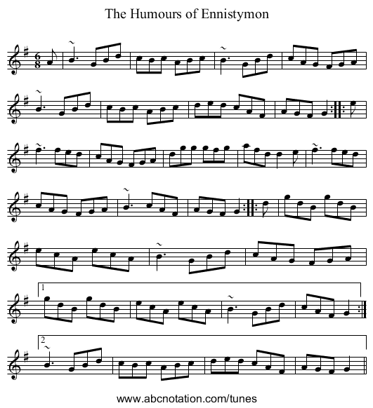 Humours of Ennistymon, The - staff notation