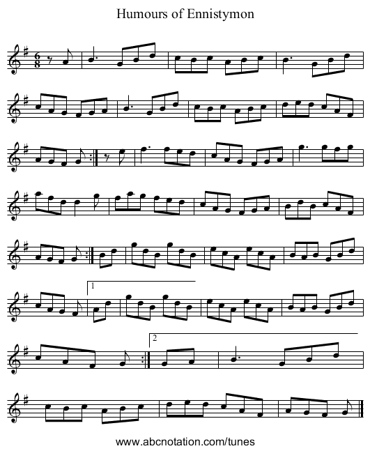 Humours of Ennistymon - staff notation