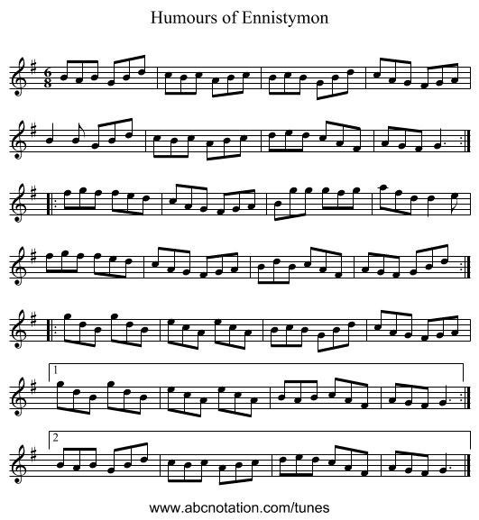 Humours of Ennistymon - staff notation