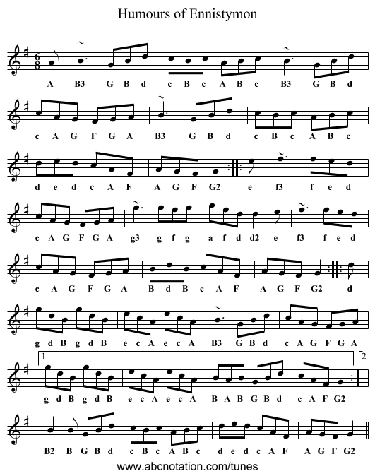 Humours of Ennistymon - staff notation