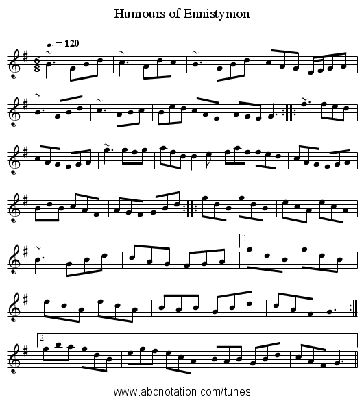 Humours of Ennistymon - staff notation