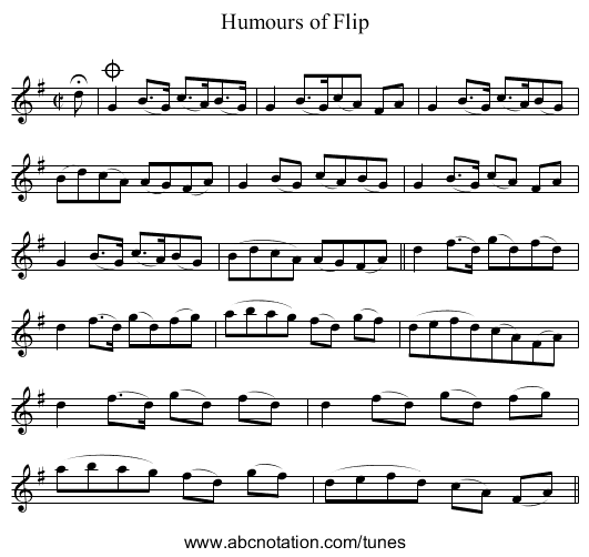 Humours of Flip - staff notation