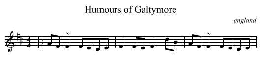 Humours of Galtymore - staff notation