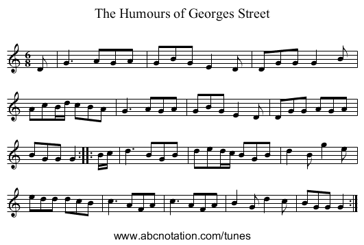 Humours of Georges Street, The - staff notation