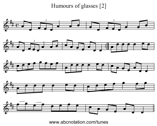 Humours of glasses [2] - staff notation