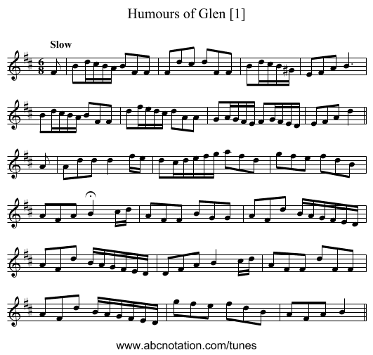 Humours of Glen [1] - staff notation