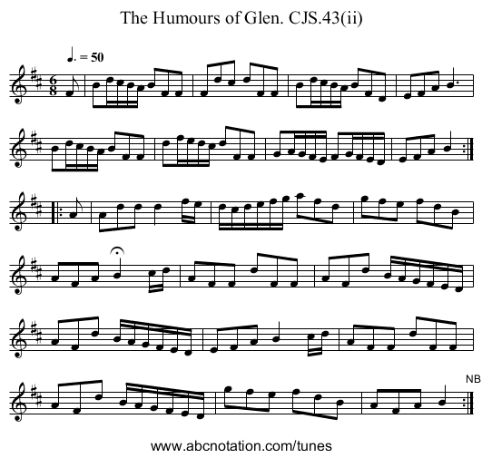 Humours of Glen. CJS.43(ii), The - staff notation