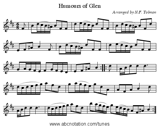 Humours of Glen - staff notation