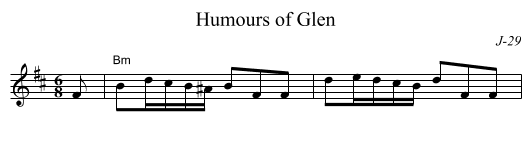 Humours of Glen - staff notation