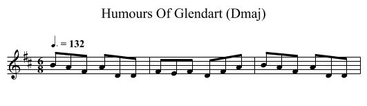 Humours Of Glendart (Dmaj) - staff notation
