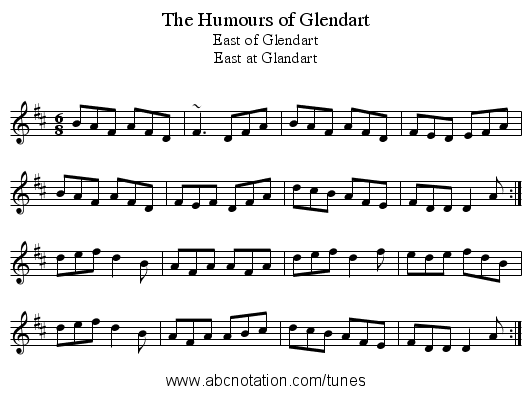 Humours of Glendart, The - staff notation