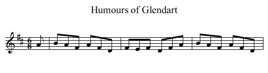 Humours of Glendart - staff notation