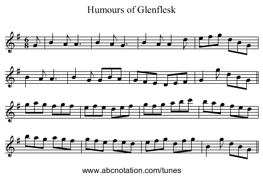 Humours of Glenflesk - staff notation