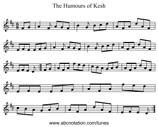 Humours of Kesh, The - staff notation