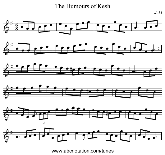 Humours of Kesh, The - staff notation