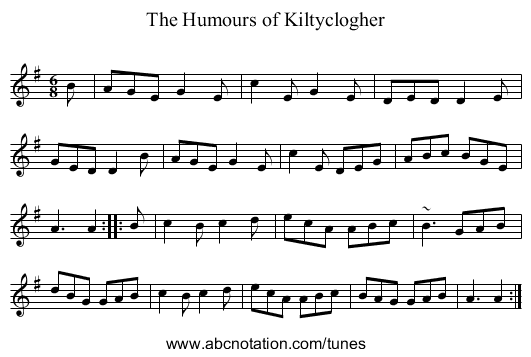Humours of Kiltyclogher, The - staff notation
