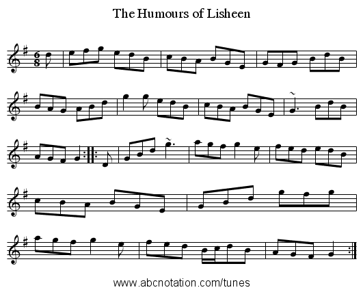 Humours of Lisheen, The - staff notation
