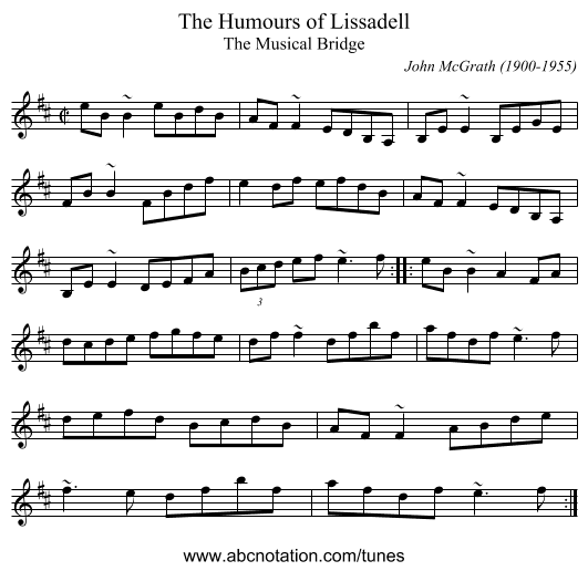 Humours of Lissadell, The - staff notation