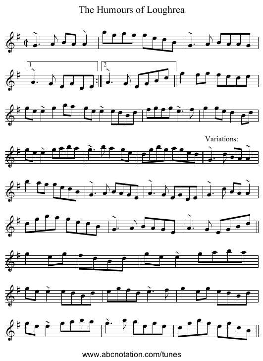 Humours of Loughrea, The - staff notation