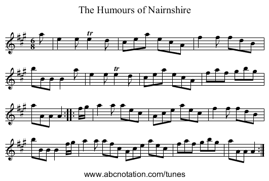 Humours of Nairnshire, The - staff notation