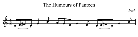 Humours of Panteen, The - staff notation