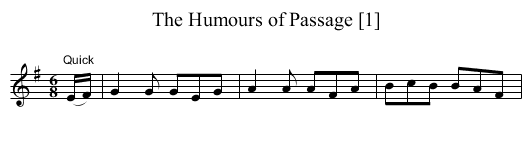Humours of Passage [1], The - staff notation