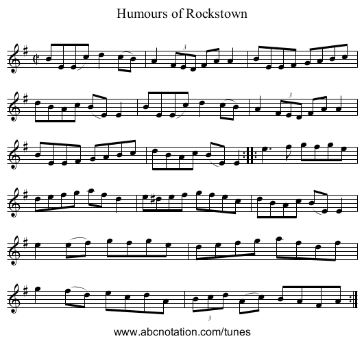 Humours of Rockstown - staff notation
