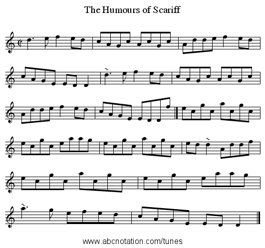 Humours of Scariff, The - staff notation
